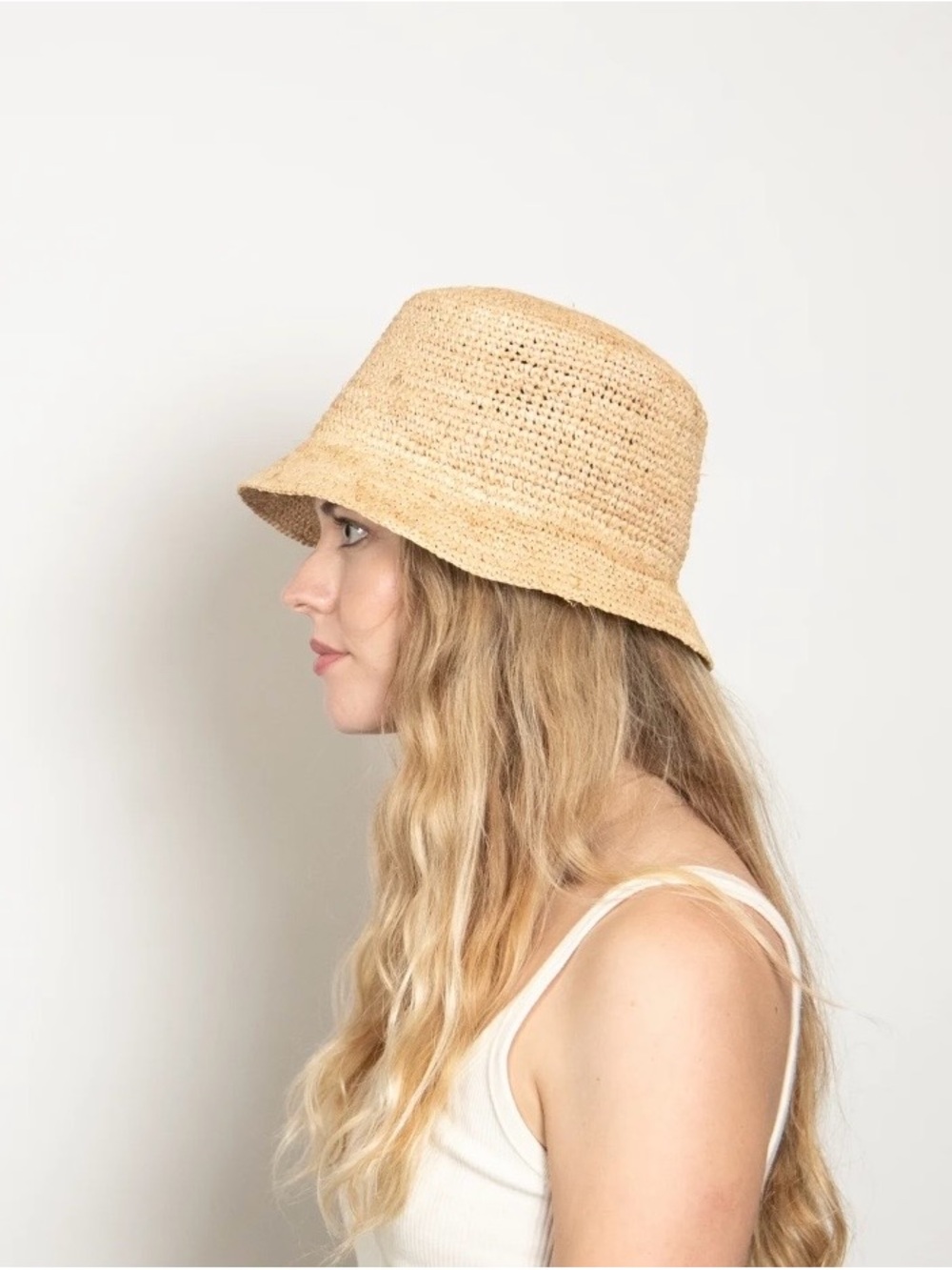 Classic Straw Bucket Hat - Tan - Picture 3 of 4